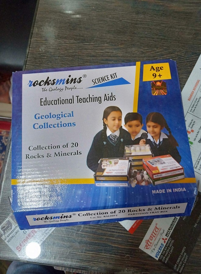 روكسمينز مجموعة روكسمنز من 20 عينة مختارة بعناية من الصخور والمعادن في صينية تخزين مع علبة ملونة جميلة - مجموعة أدوات علمية تعليمية للمدرسة - Image 2